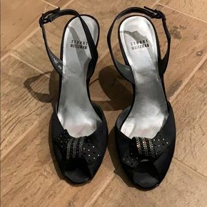 Satin Stuart Weitzman heels with rhinestones